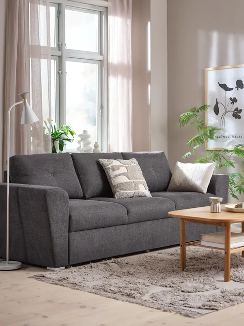 Sovesofa VEJLBY 3-pers. mørkegråt stof