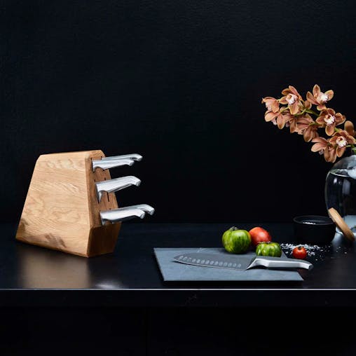 Furi Duo-Angled 7pc Knife Block Set Oak 7 Piece