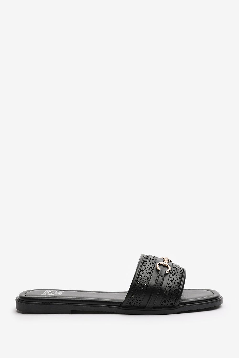Where's That From Natalie' Sliders With Geometric Strap And Metal Detail
