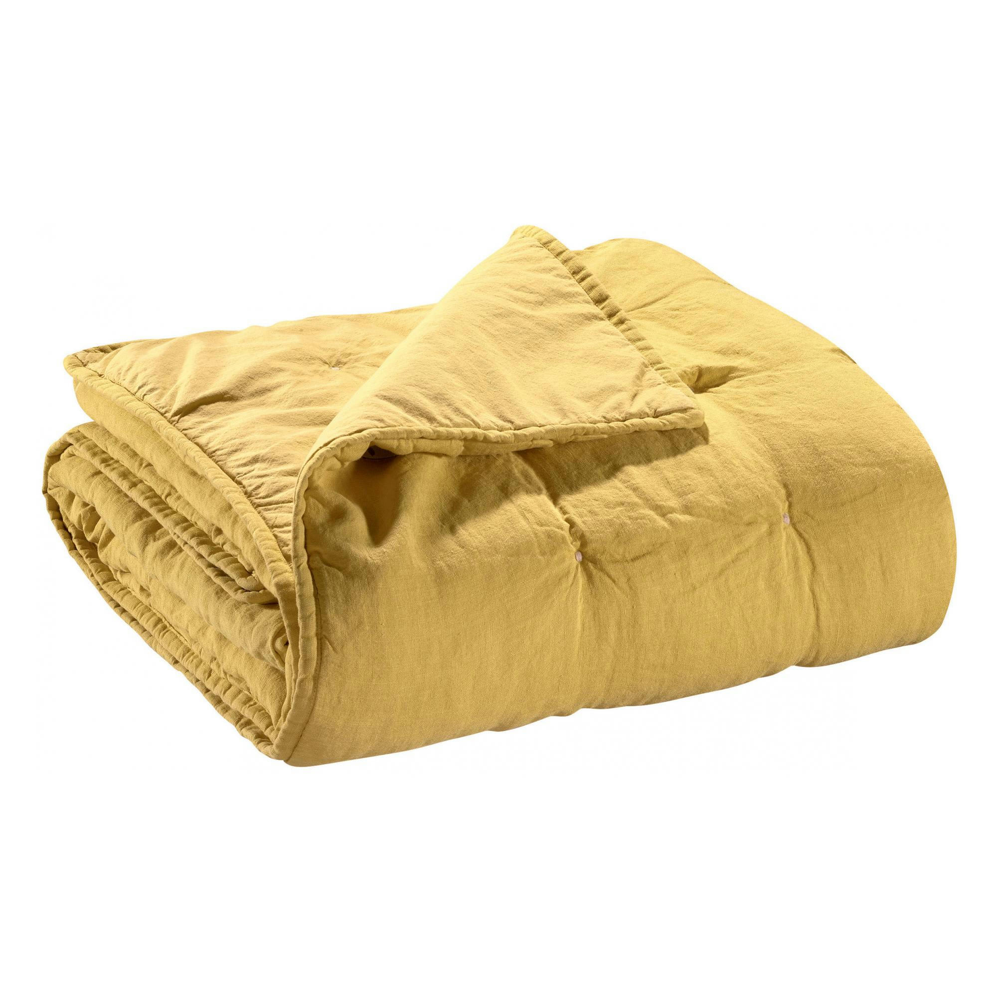 ZEFF - Chemin de lit stonewashed  en lin absynthe 90 x 240