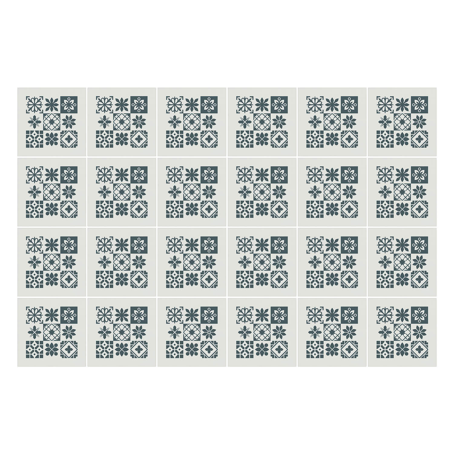 Naklejki na kafelki 10x10 cm Geometryczne kwiaty i kształty 24 szt.