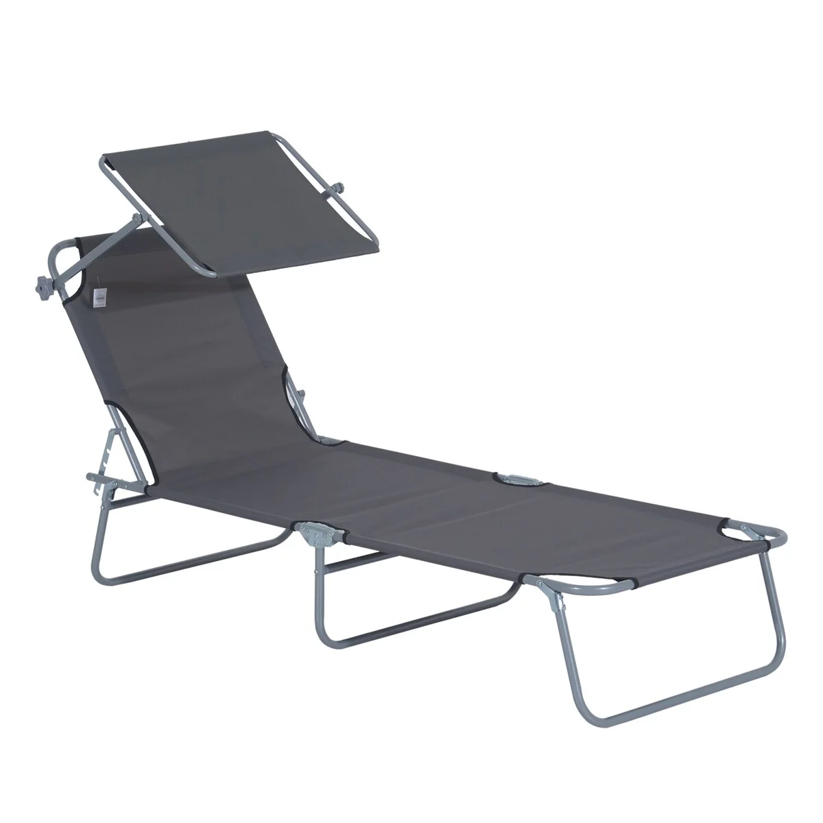 Outdoor Lounge Chair, Adjustable Folding Chaise Lounge with Sun Shade