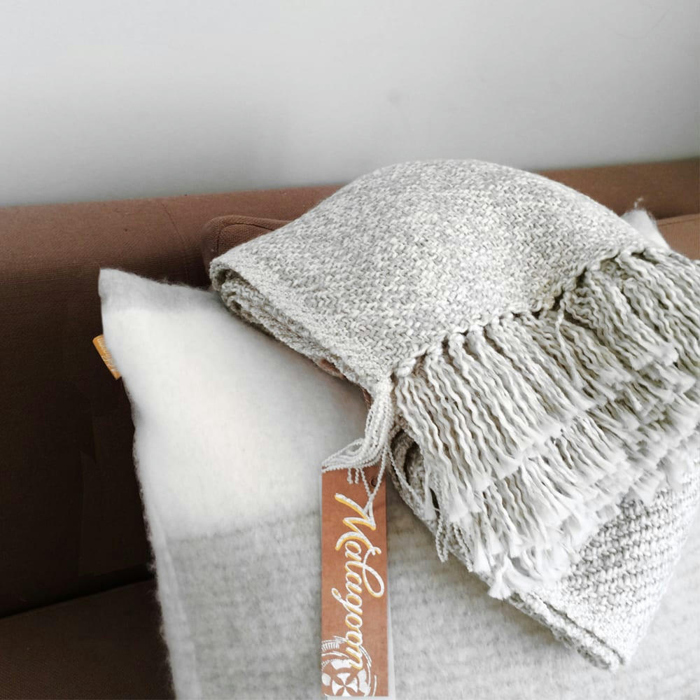 MELEE - Plaid tissé gris clair 125x150