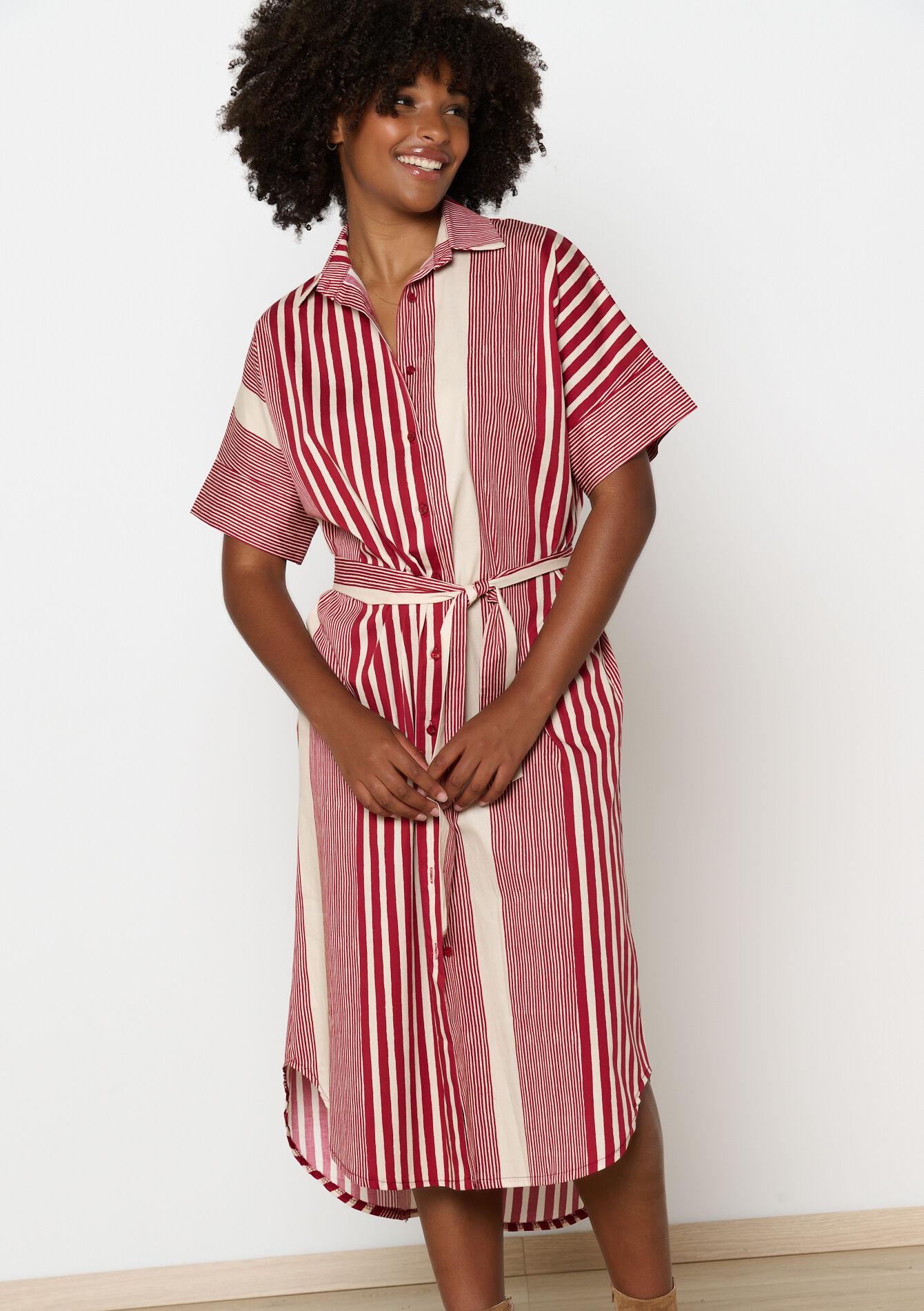 Midi hemdjurk met strepen