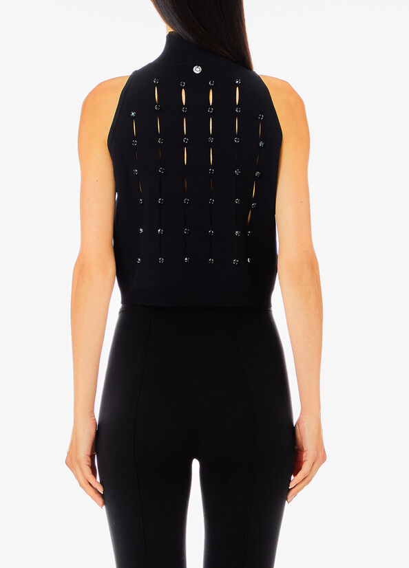 Top in maglia con strass