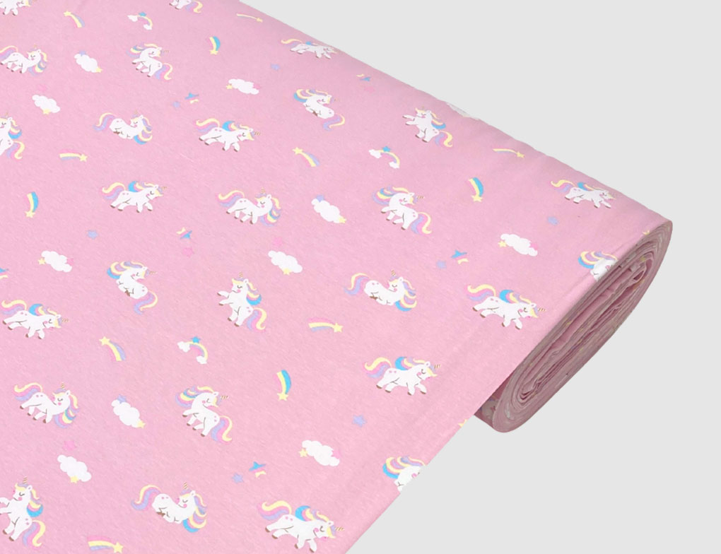 Jerseystoff Einhorn Rosa