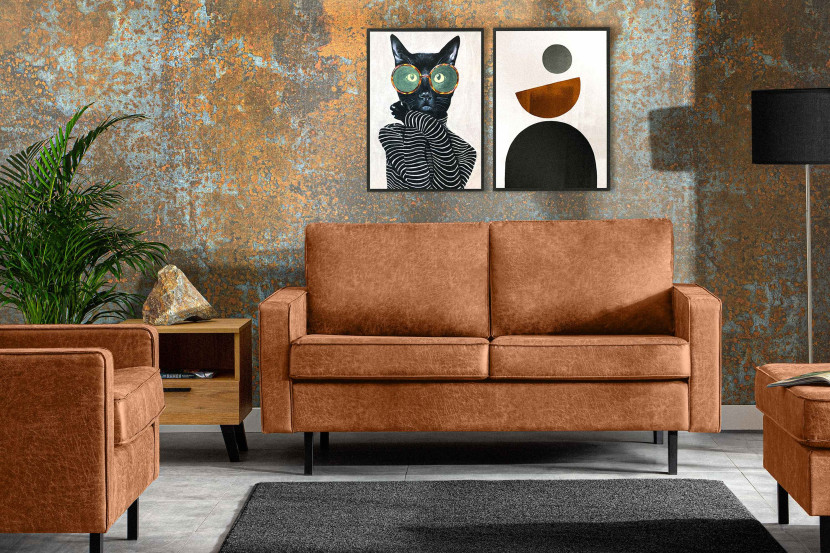KONSIMO INVIA Sofa dwuosobowa industrialna na metalowych nóżkach