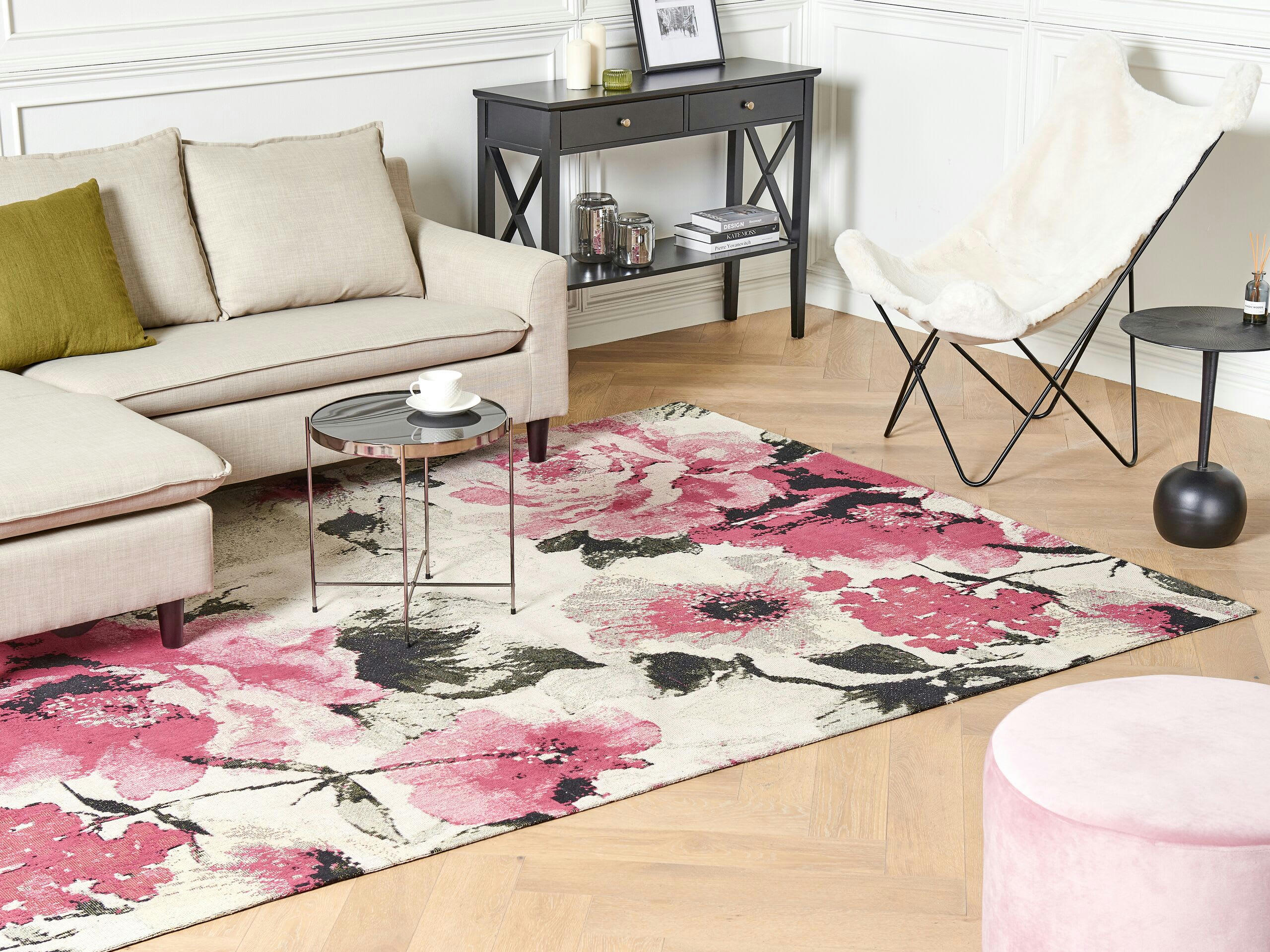 EJAZ - Tapis en tissu rose 300x200cm