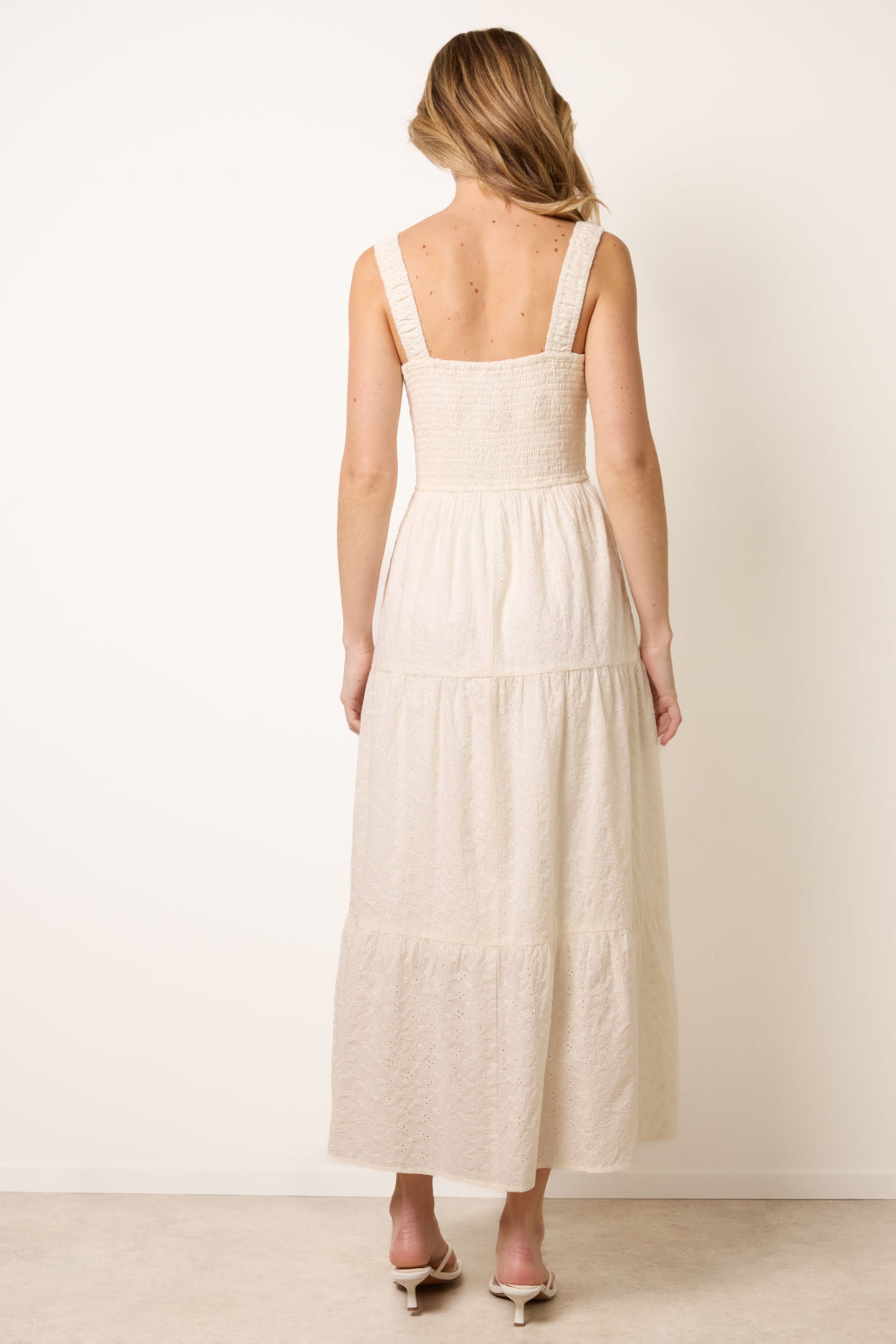 Blue Vanilla Ivory Broderie Button Down Maxi Dress