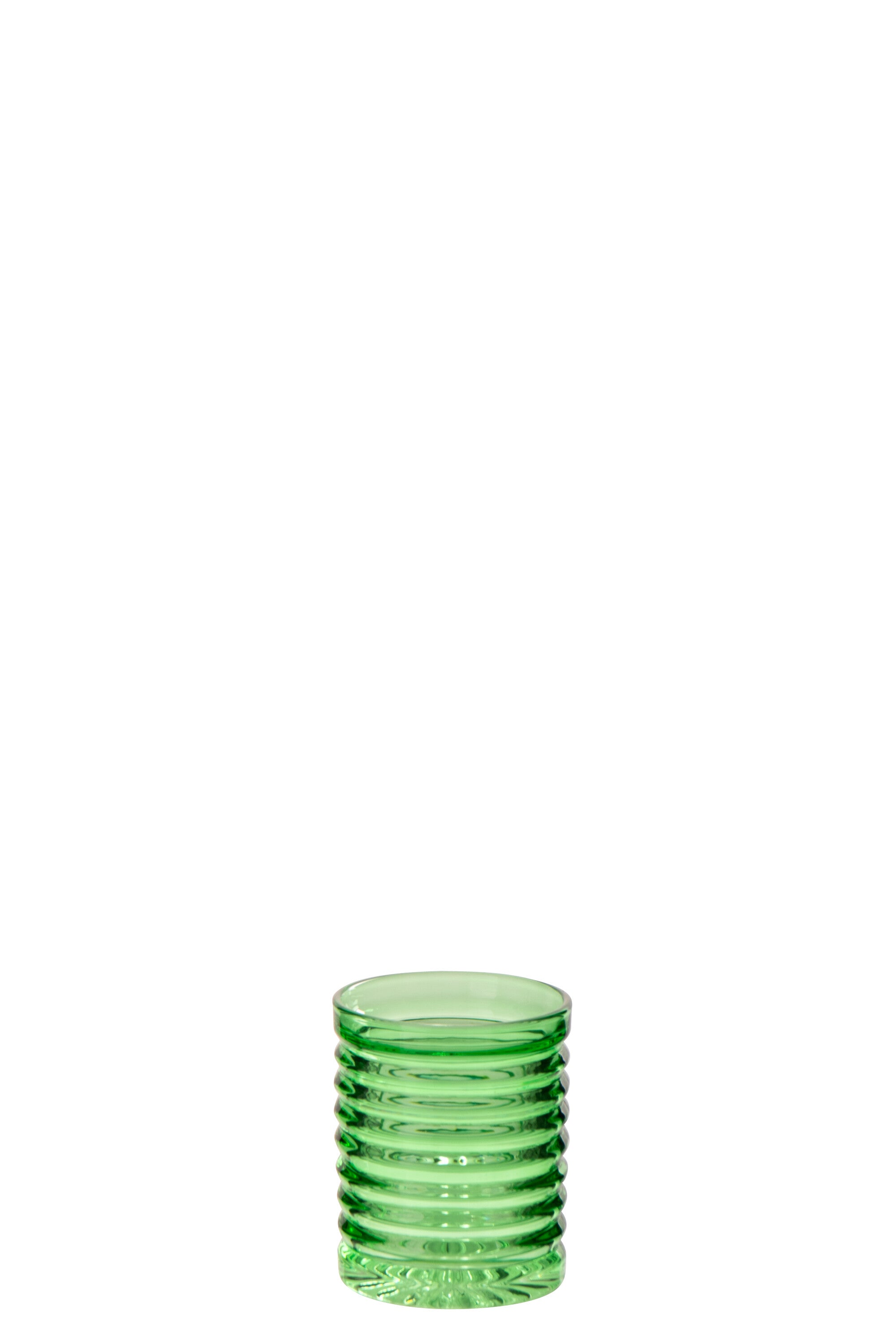 J-Line drinkglas Geribbeld - glas - groen - 2 stuks