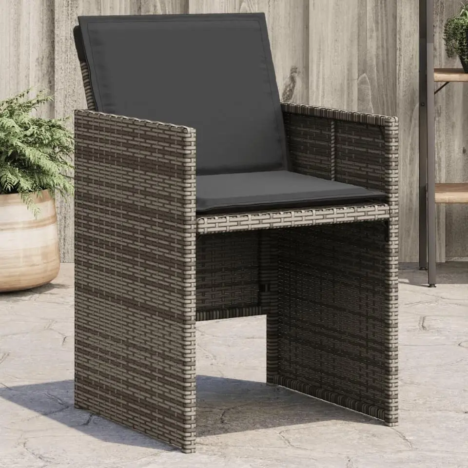 vidaXL - Tuinstoelen met kussens - Grijs - Poly rattan - 4 stuks