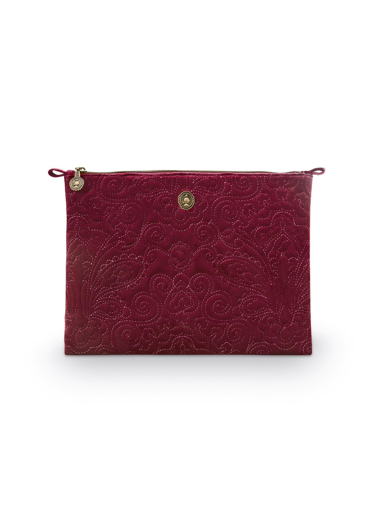 Pip Studio - Charly Make up tasje - Velvet Quiltey Days - Rood - 22 x 30 x 1 cm