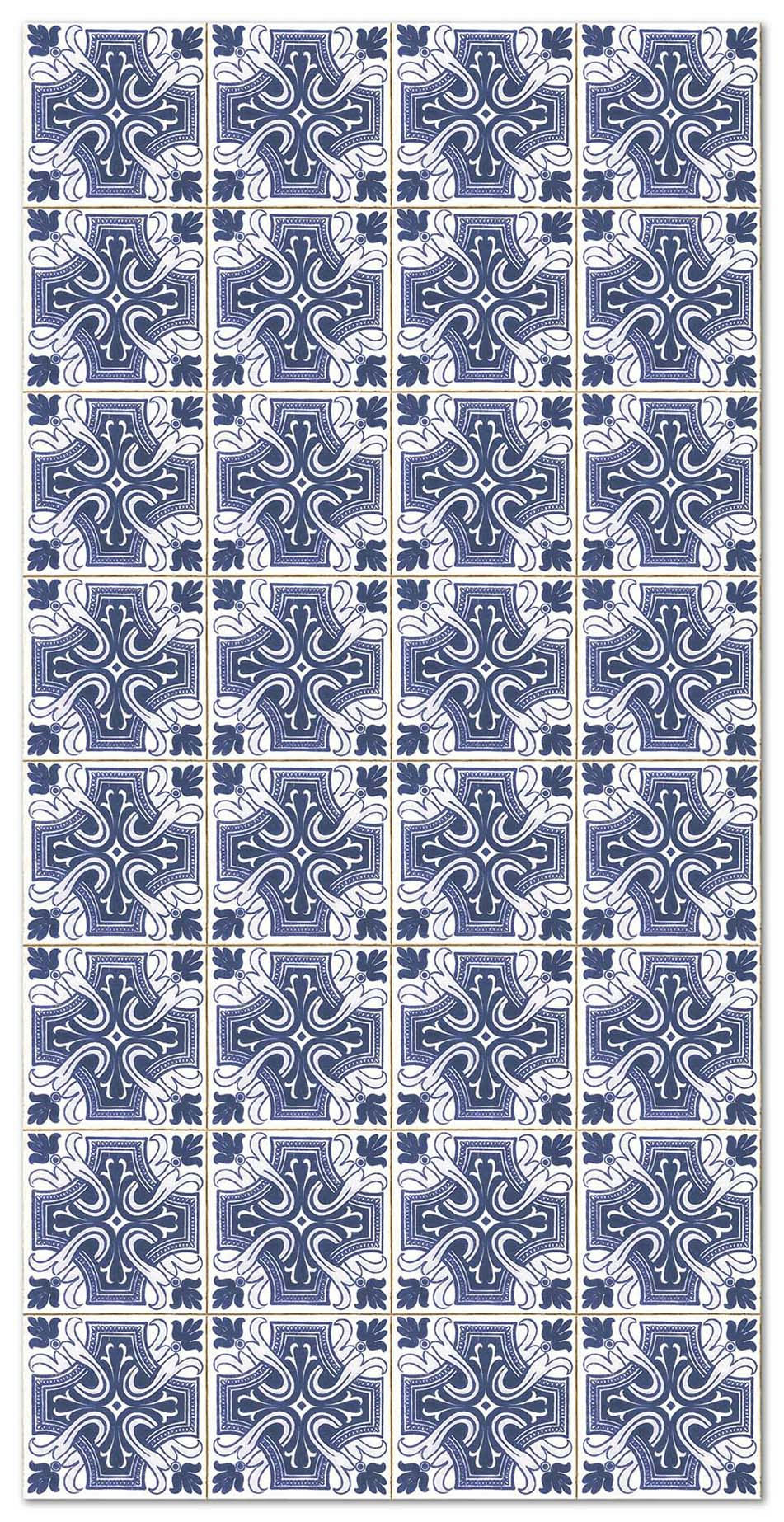 ALFOMBRAS AZULEJOS - Tapis vinyle carreaux ciments salamanque bleu 60x200cm