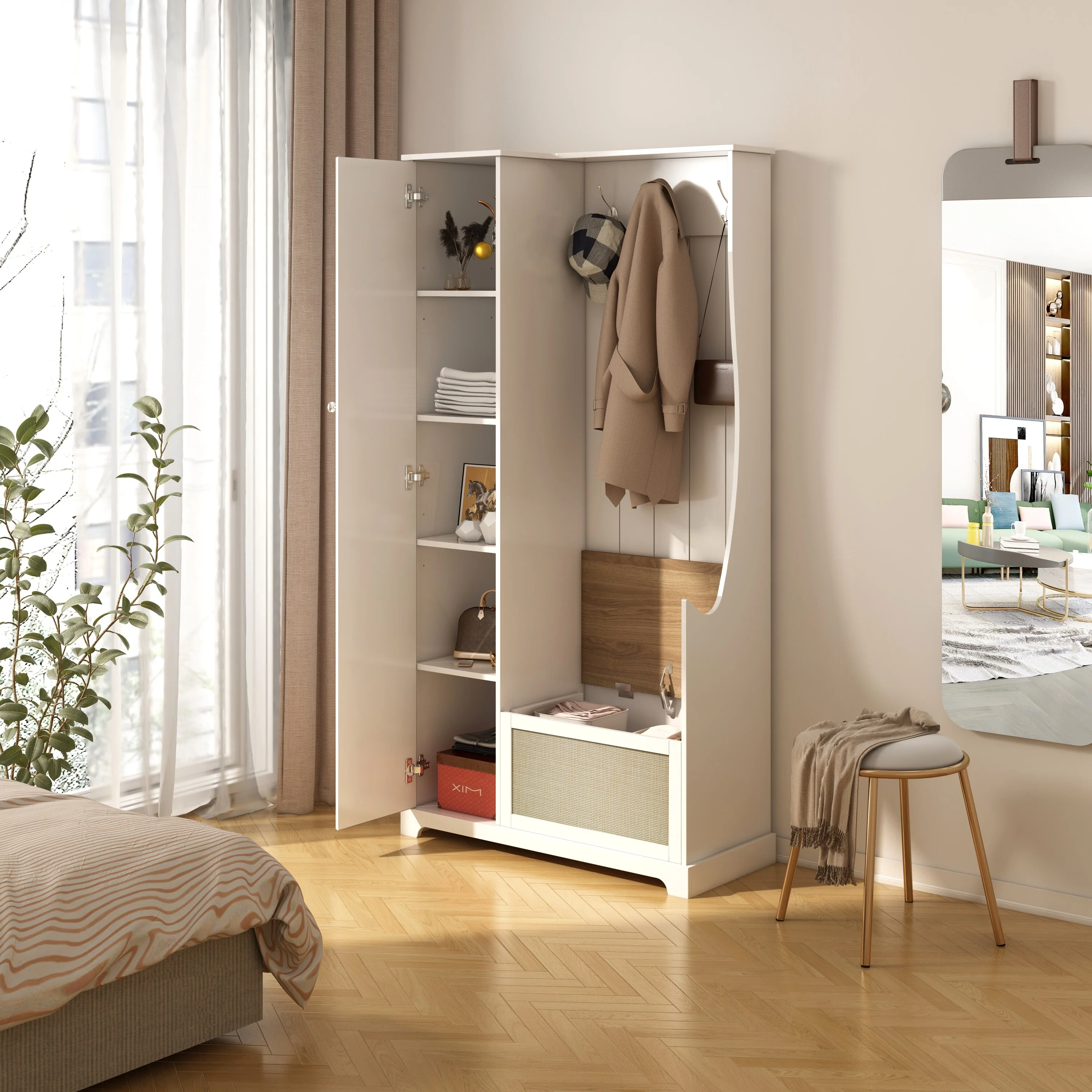 1 Door Closet, Suitable for Living Room, Entryway, Bedroom