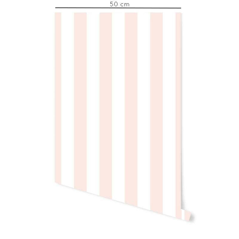 STRIPES - Papier peint vinyle adhésif lignes poudre rose 50x300 cm