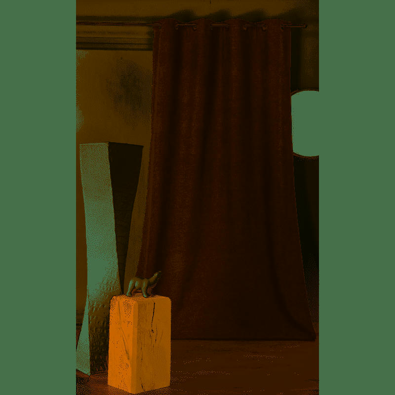 - Rideau obscurcissant aspect laine chinée polyester marron 250 x 140