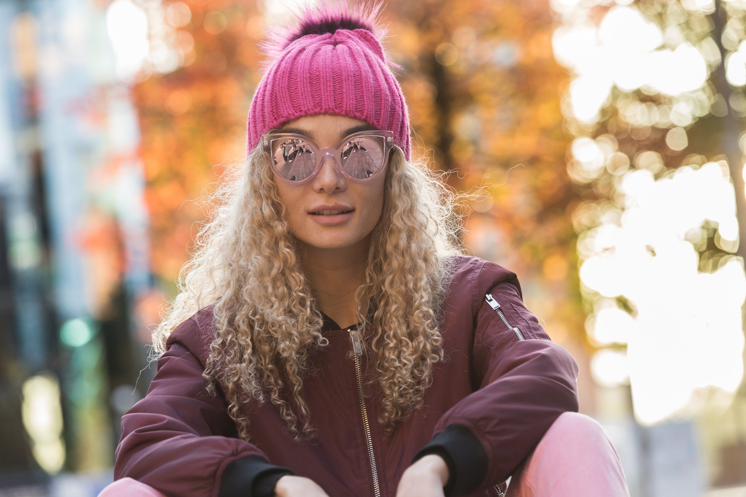 SVNX Transparent Pink Sunglasses With Round Lenses And Cat Eye Frame