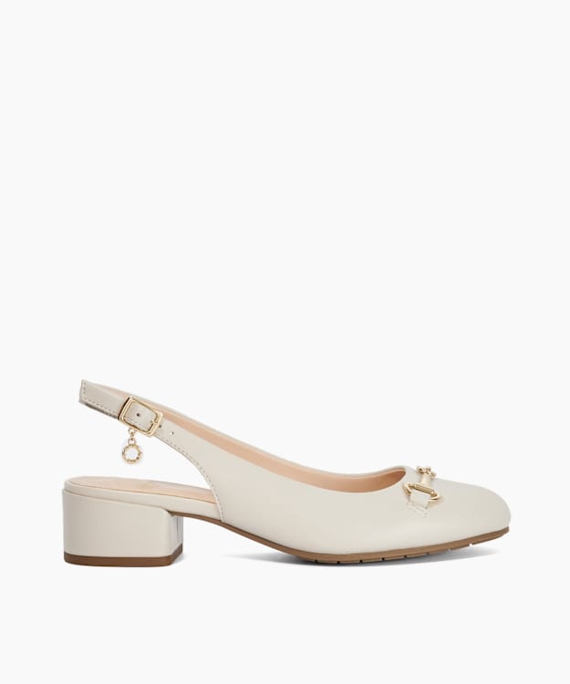 Charleigh Ecru - Snaffle Trim Sling-Back Courts