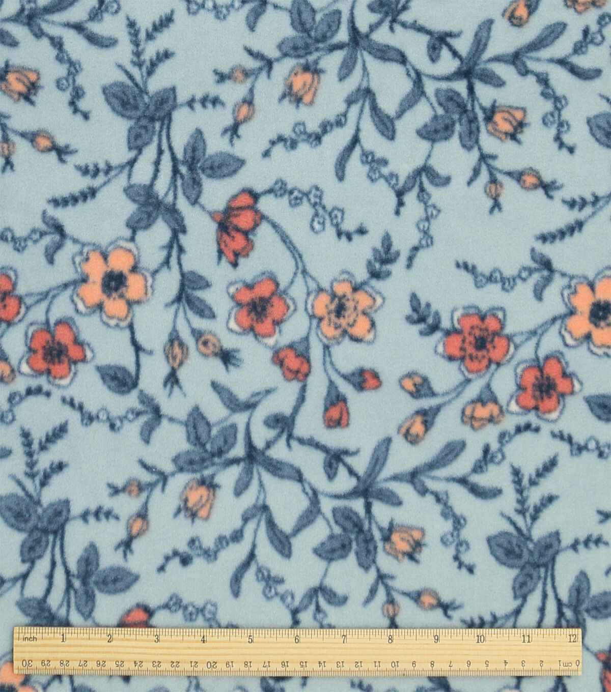 Blue Cottagecore Floral Luxe Fleece Fabric