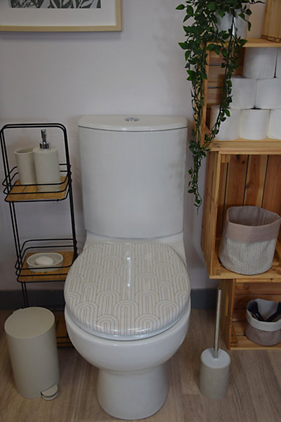 2 paniers de rangement salle de bains pliables, coloris beige, Retro
