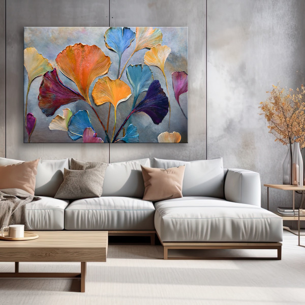 Feeby Obraz na płótnie, Kwiaty Ginko Kolorowe 60x40