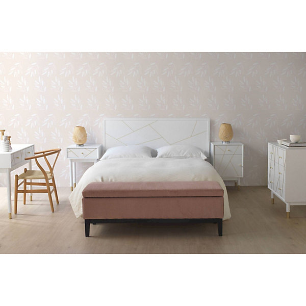 Commode blanche laquée design avec détails dorés élégants 80 x 40 x 80 cm blanc mat et doré raffiné