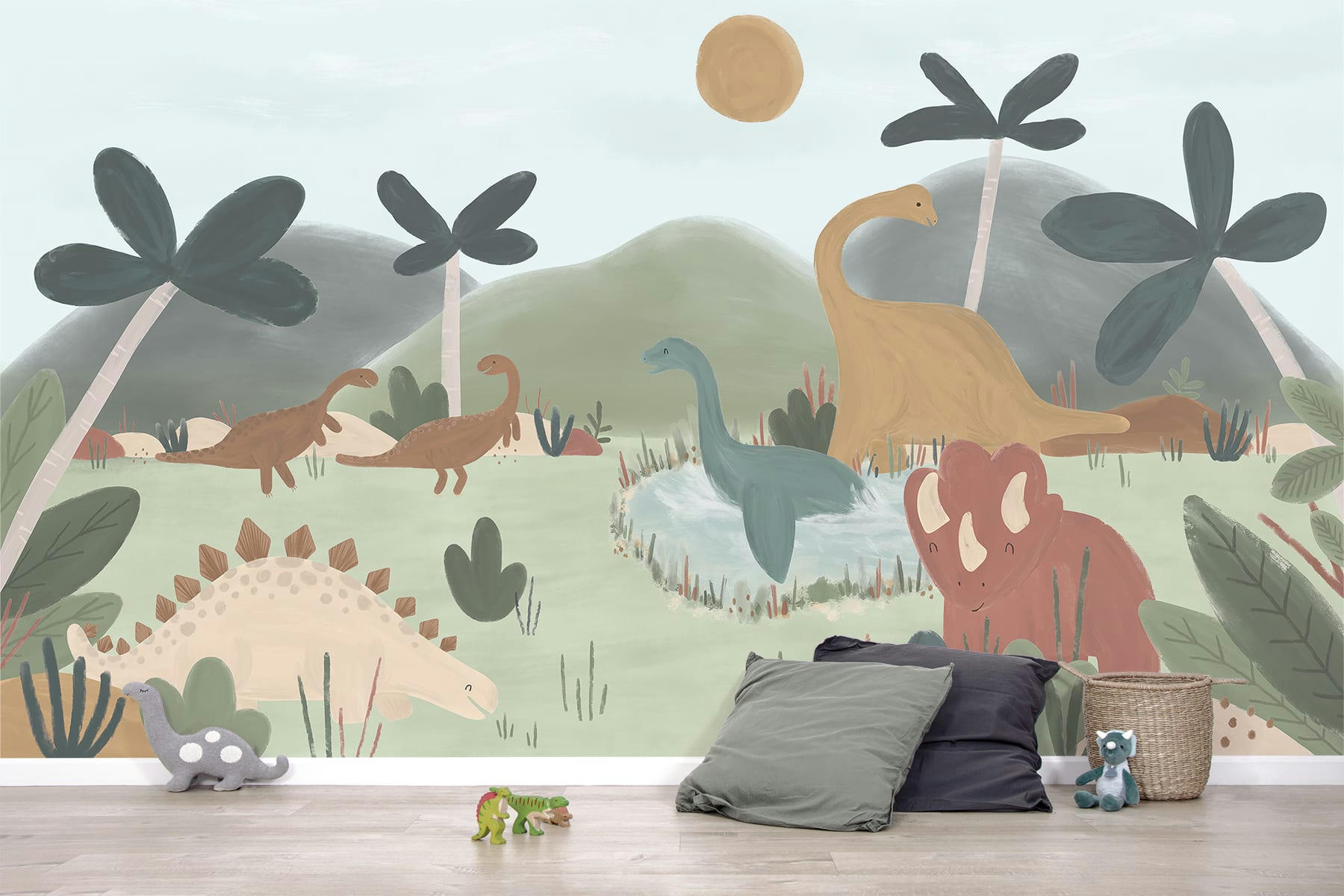 SUNNY - Papier peint panoramique dinosaures, multicolore 4 m x 2,48 cm