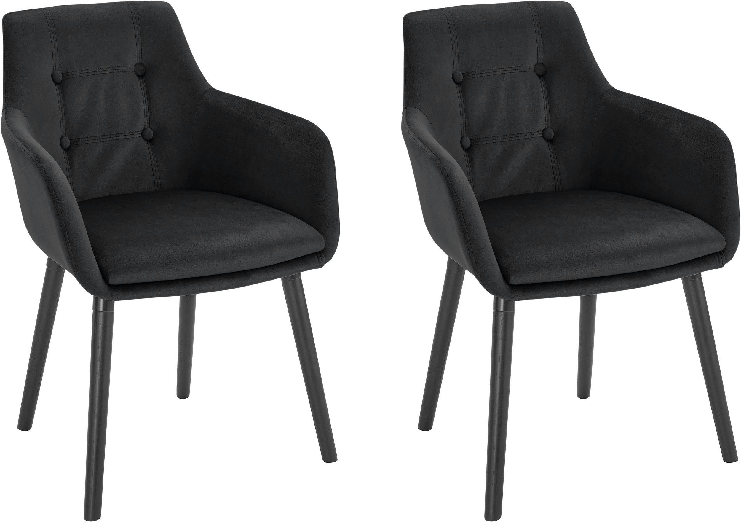 BUCKLEY - Chaises de salle à manger tapissées Ensemble de 2 en velours noir