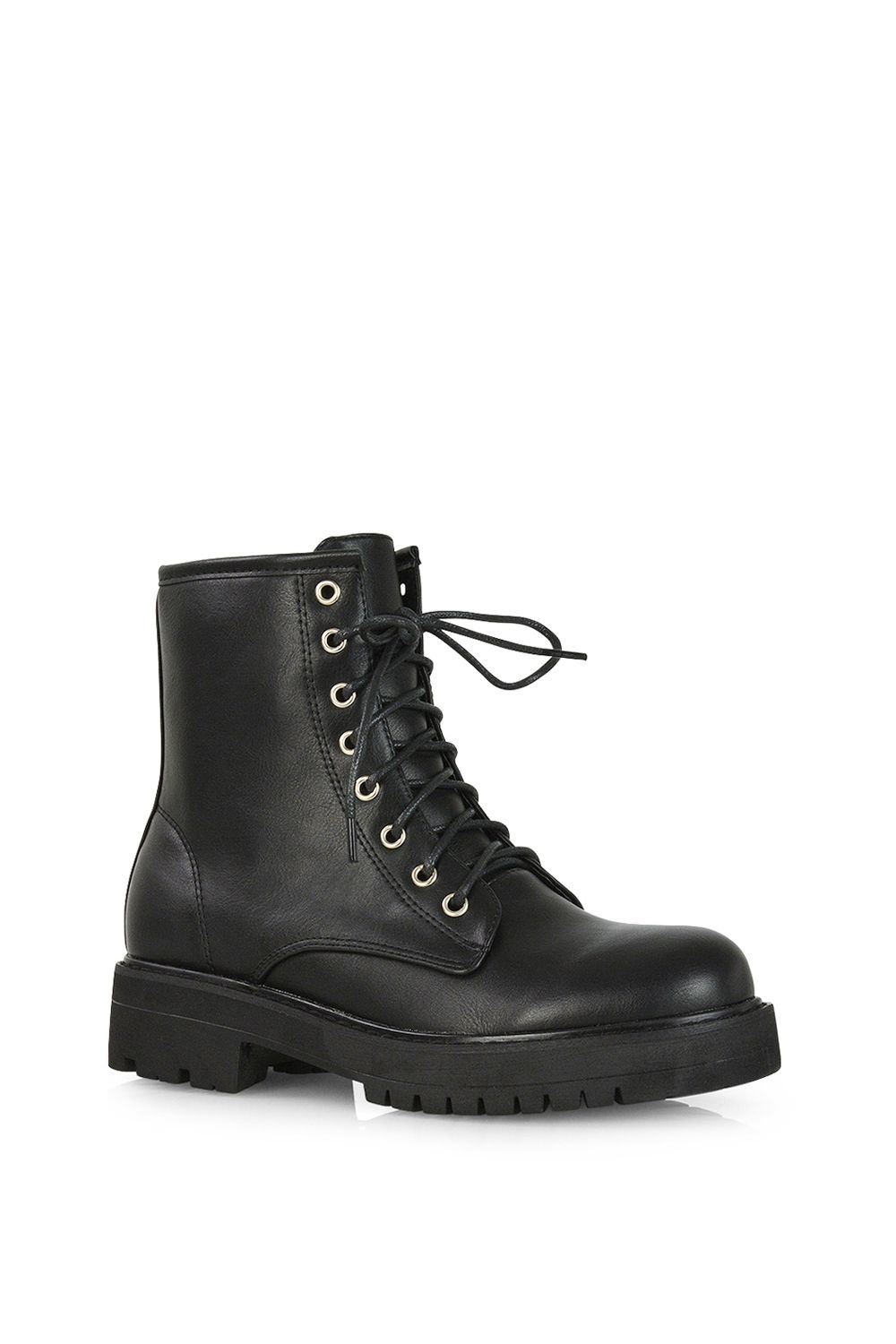 XY London Hermoine' Chunky Low Block Heel Lace up Ankle Biker Boots