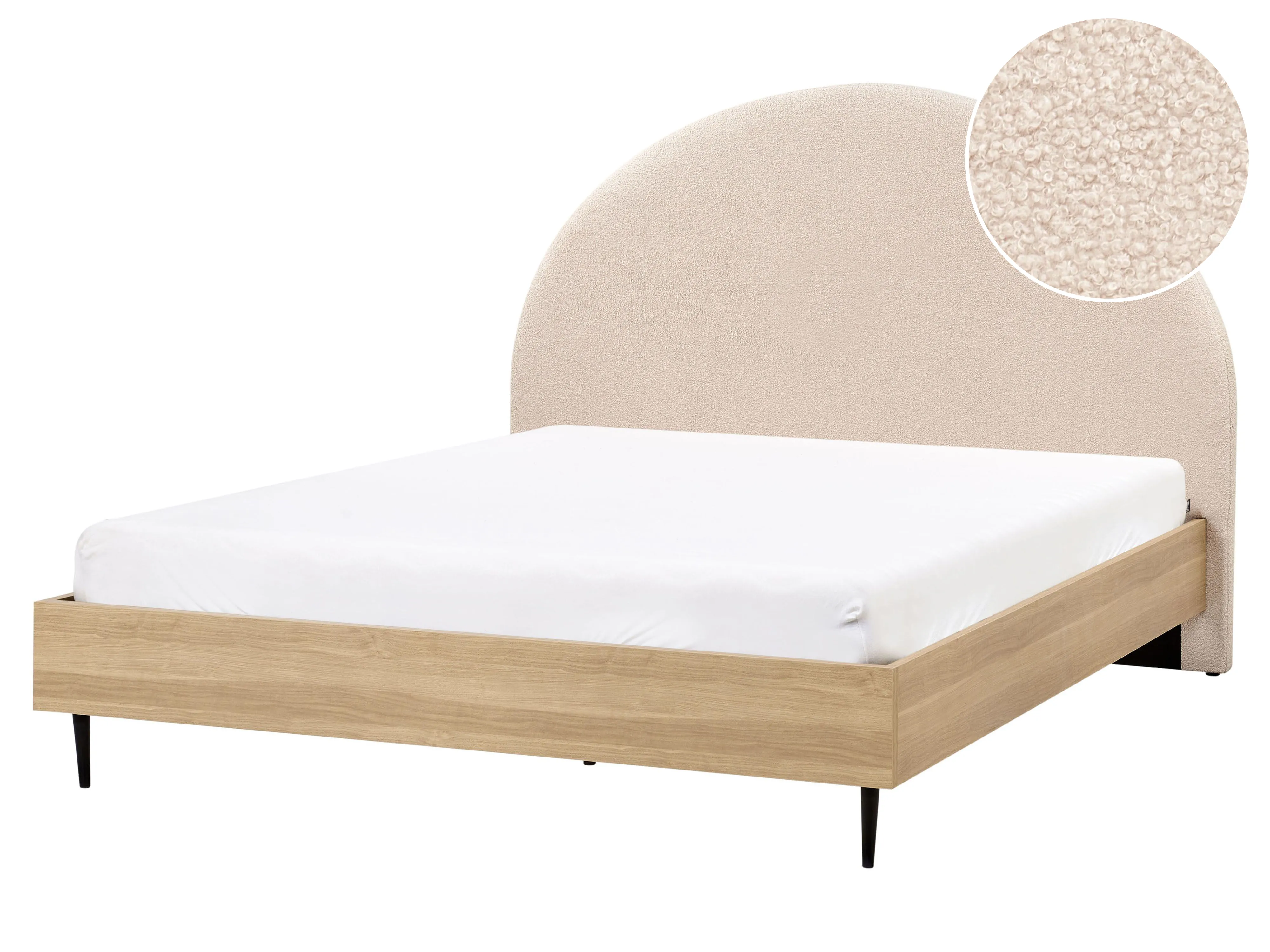 Bed Boucle MILLAY 140 x 200 cm (EU Double) Beige