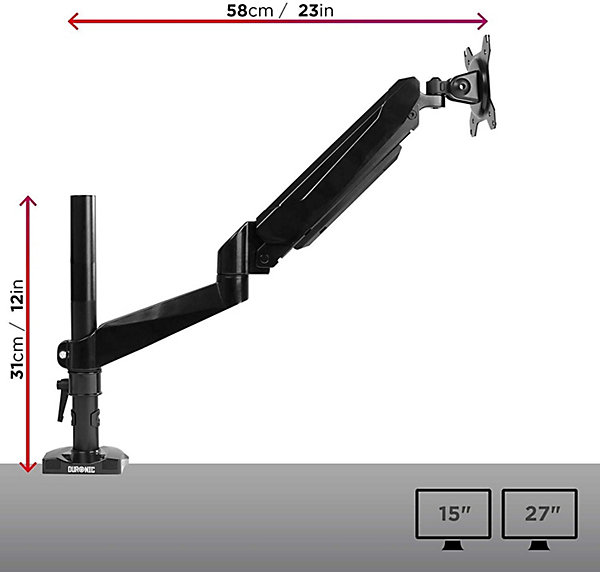 DMG51X2 Support écran PC à pince pour bureau Bras de moniteur Rotatif Inclinable Pivotant Compatible VESA 75 100 Duronic