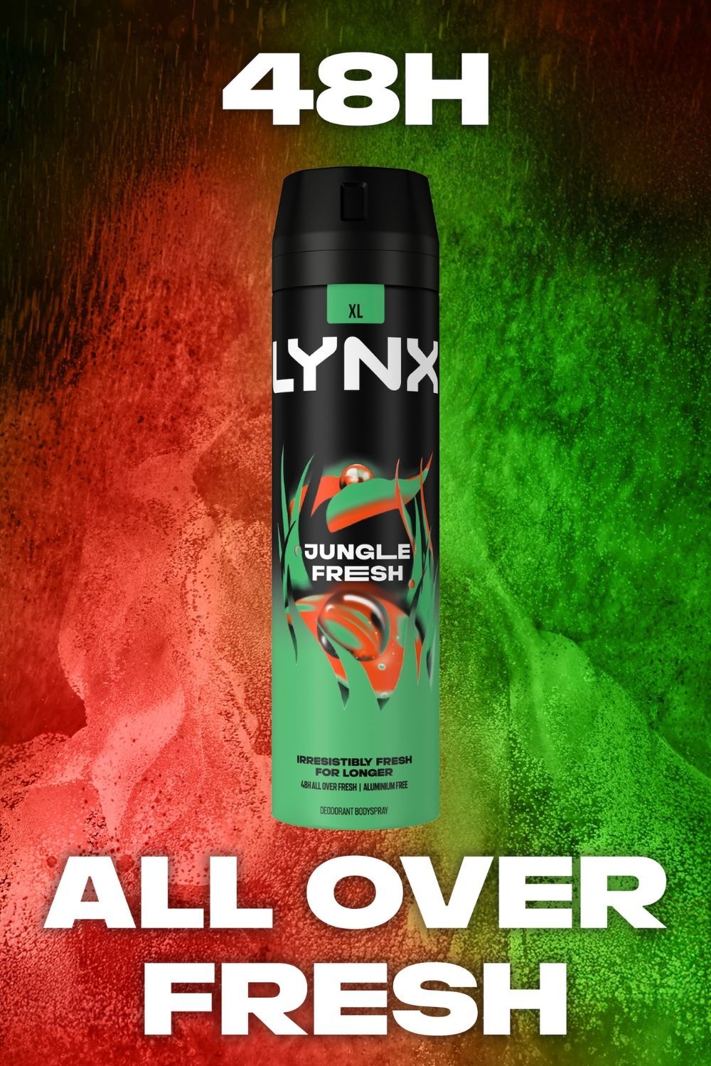 Lynx Jungle Fresh Body Spray XL 48H HD Fragrance Deodorant, 200ml, 3 Pack