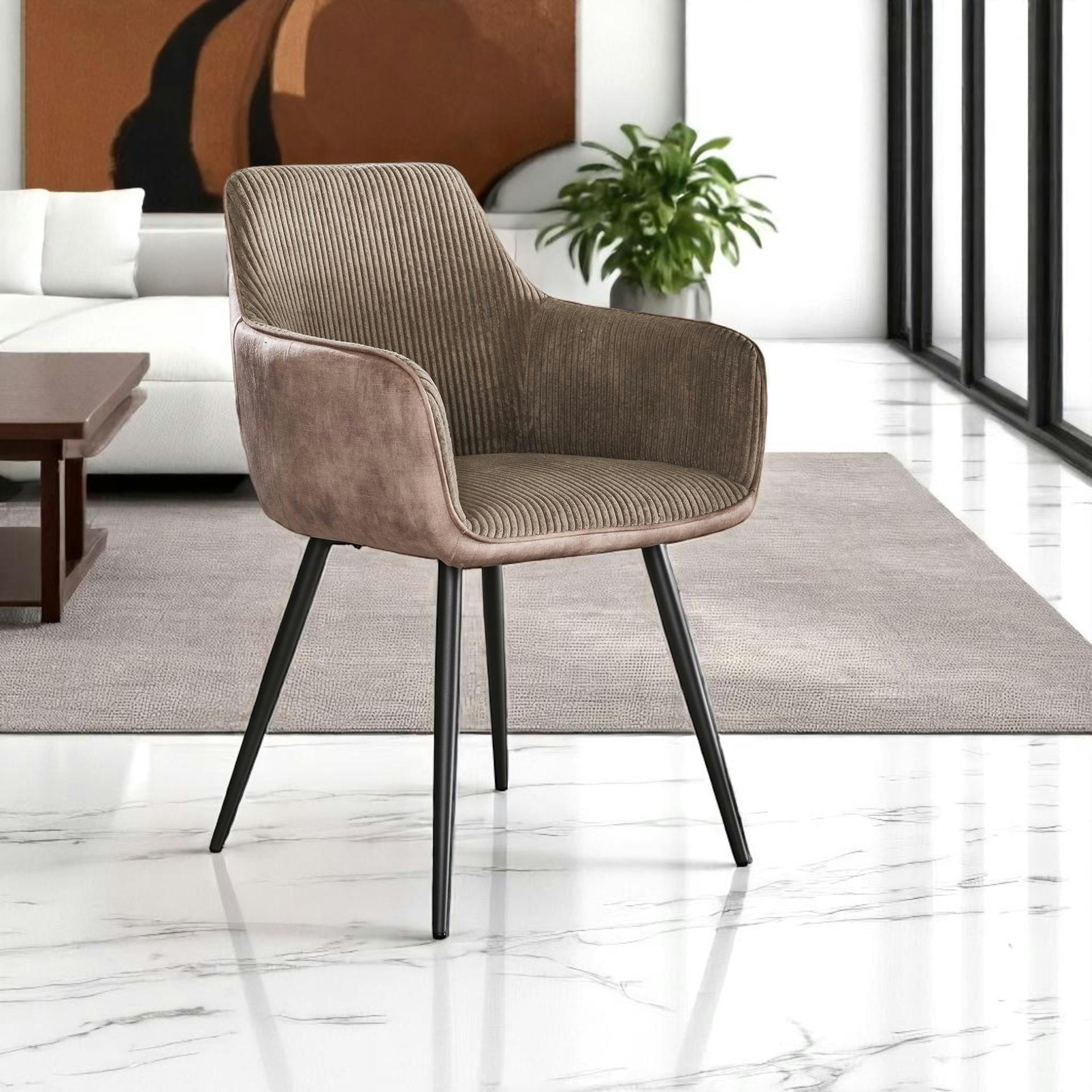 Fauteuil de table beige sable bi-matière (lot de 2) GALWAY