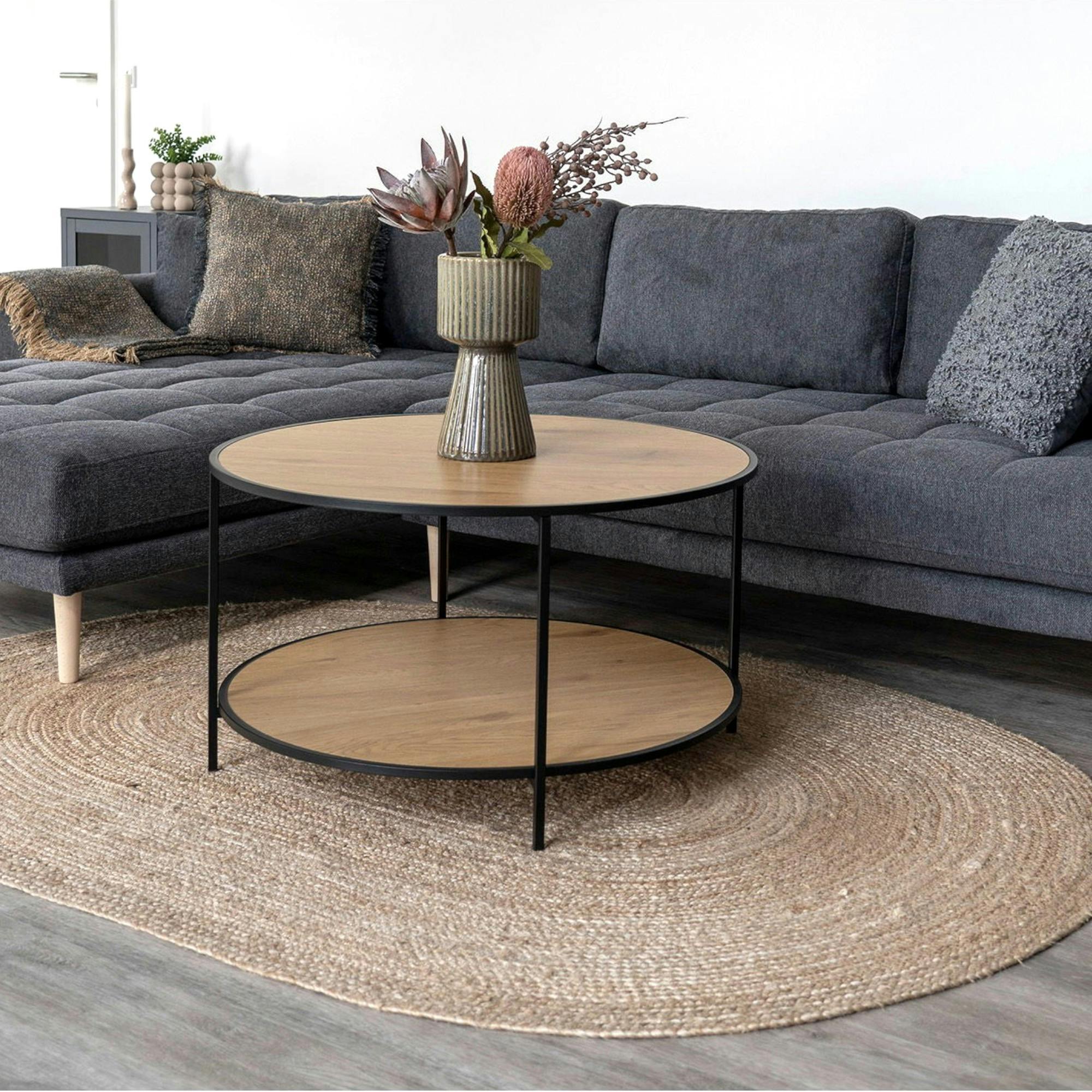 Tapis bohème en jute tressée - forme ovale, déco naturelle FEZ
