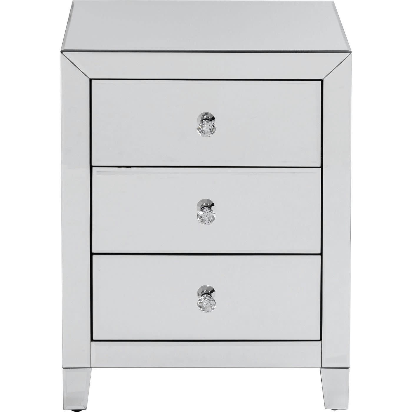 LUXURY - Table de chevet 3 tiroirs en verre miroir