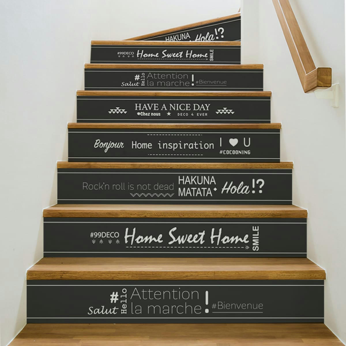 MIX HAPPY - Lot de 5 Contremarches MIX H 15xL100cm Noir Message