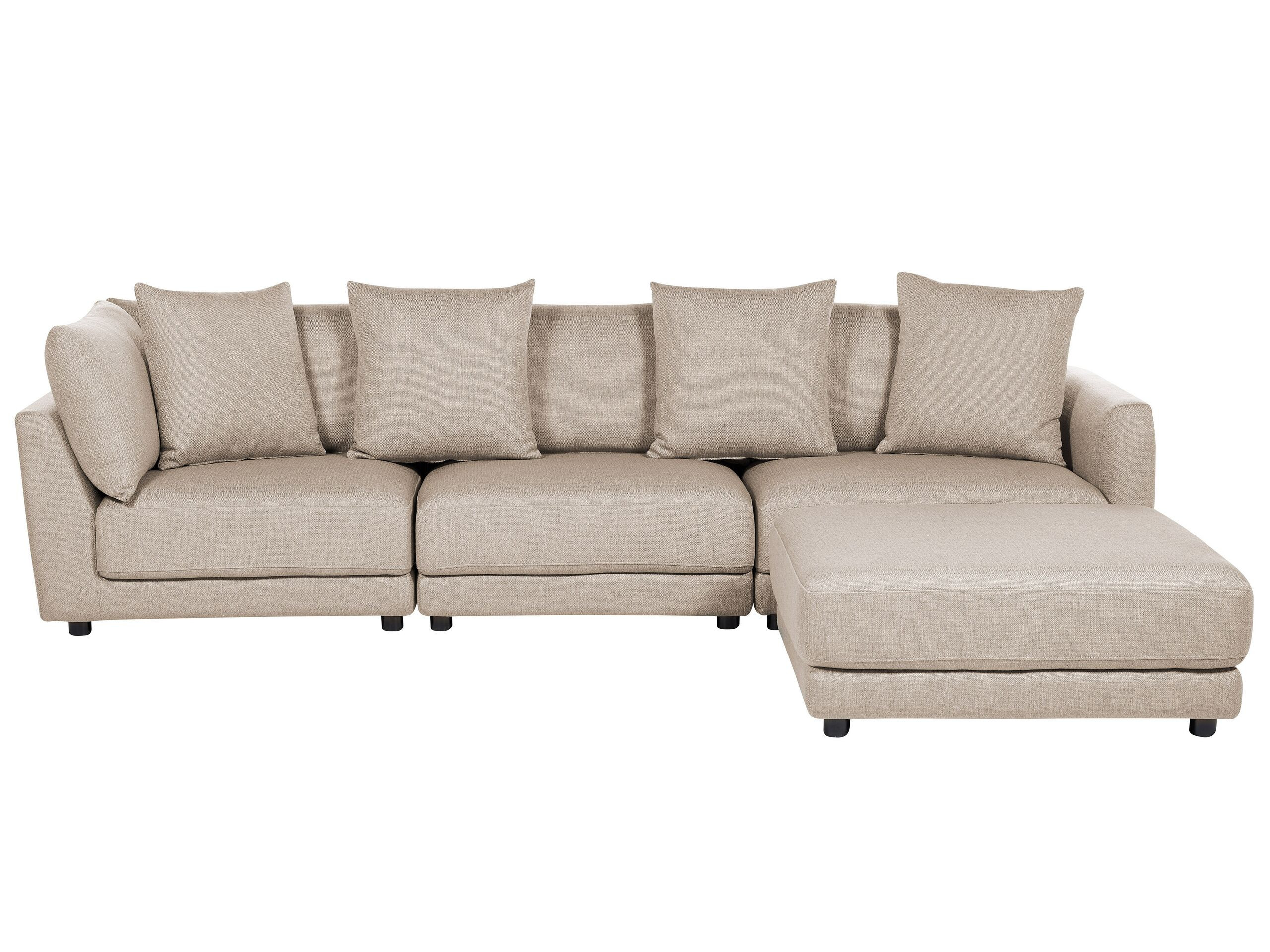 Sofa 3-osobowa z otomaną tapicerowana beżowa