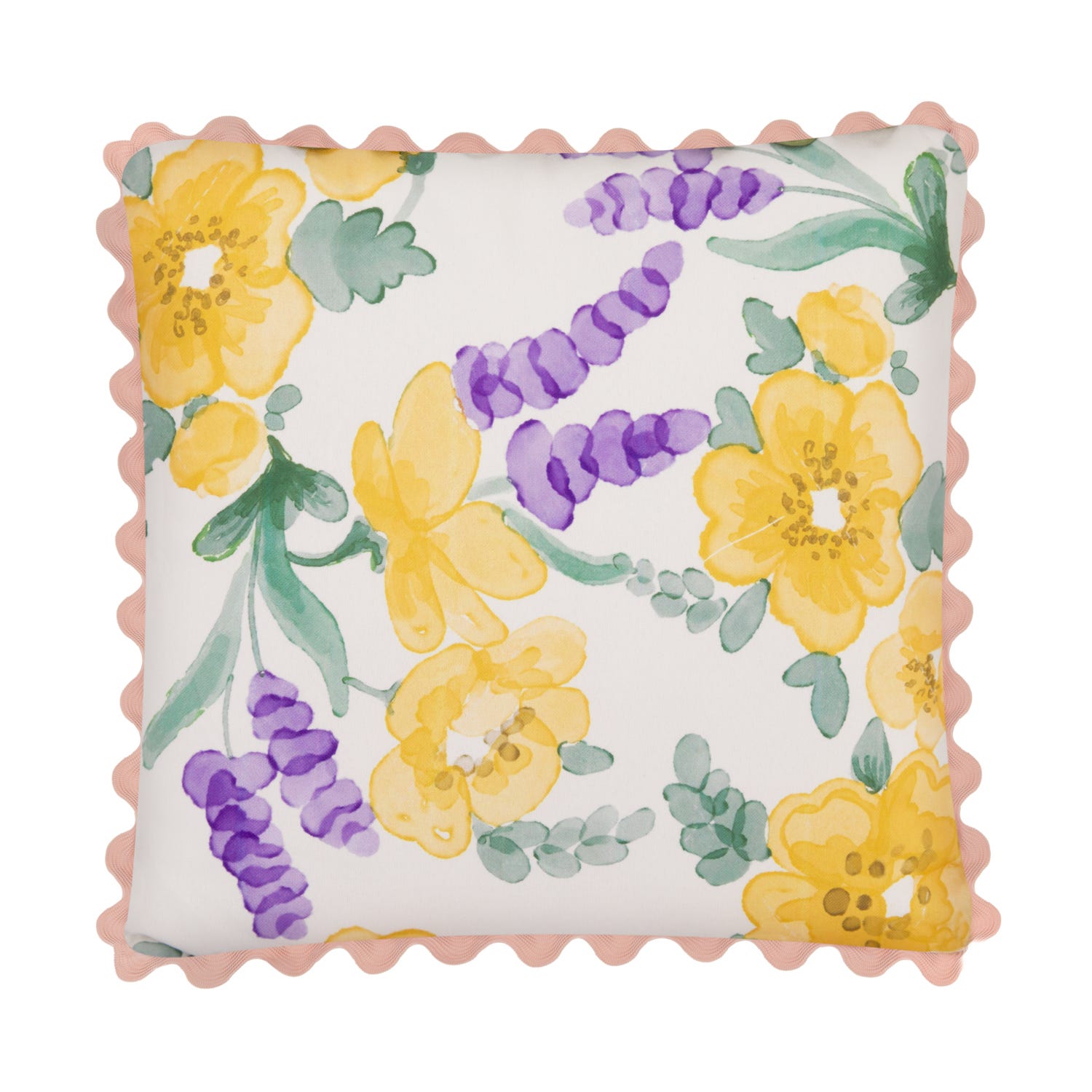 Cuscino divano 45x45 cm fiori gialli viola