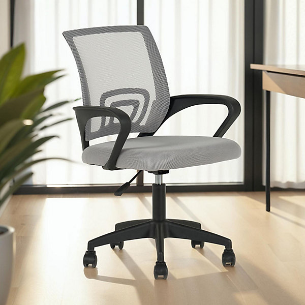 Chaise de bureau ergonomique JAKE réglable en tissu mesh - Gris