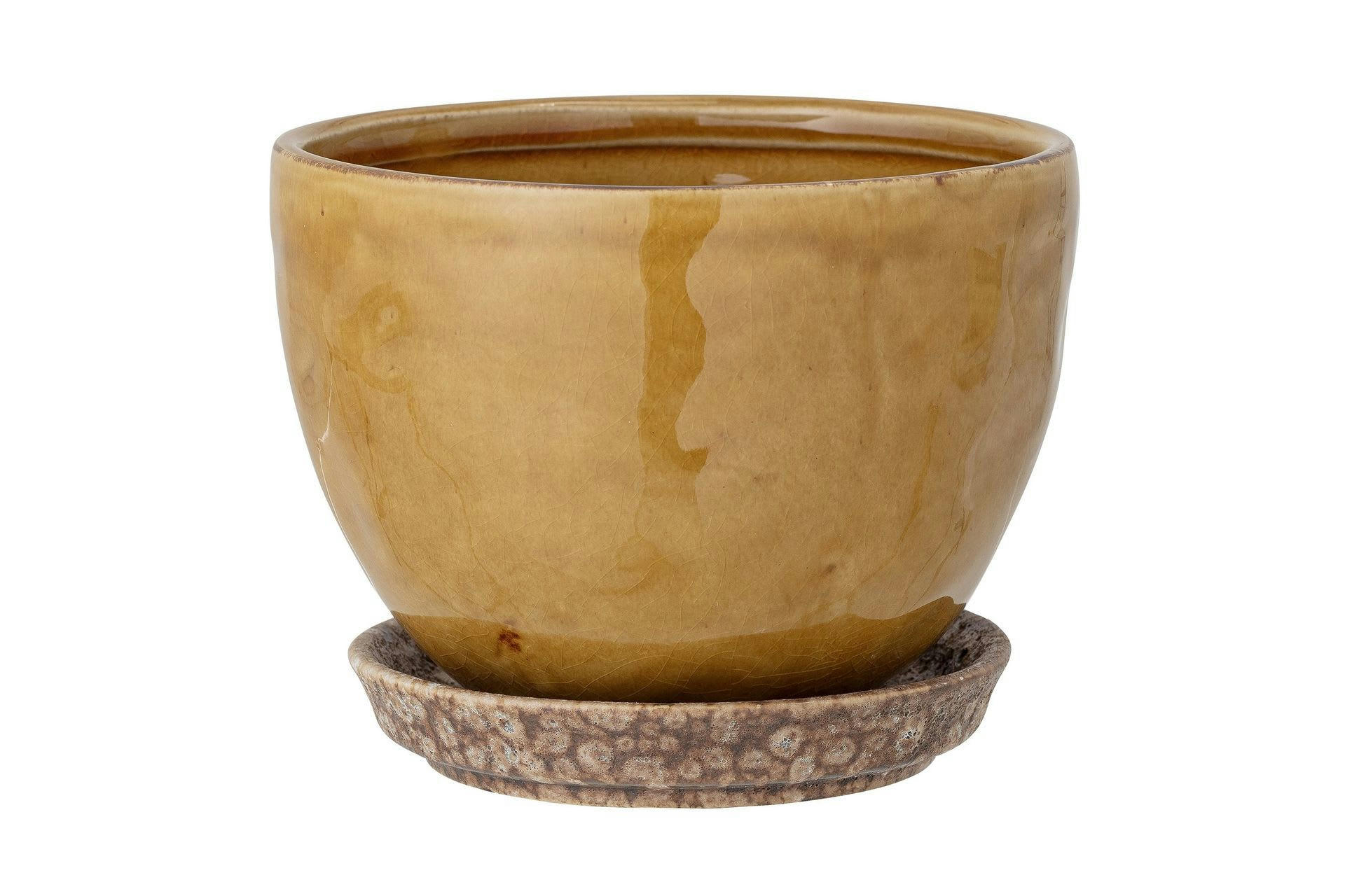 BETJE - Pot de fleur avec soucoupe jaune