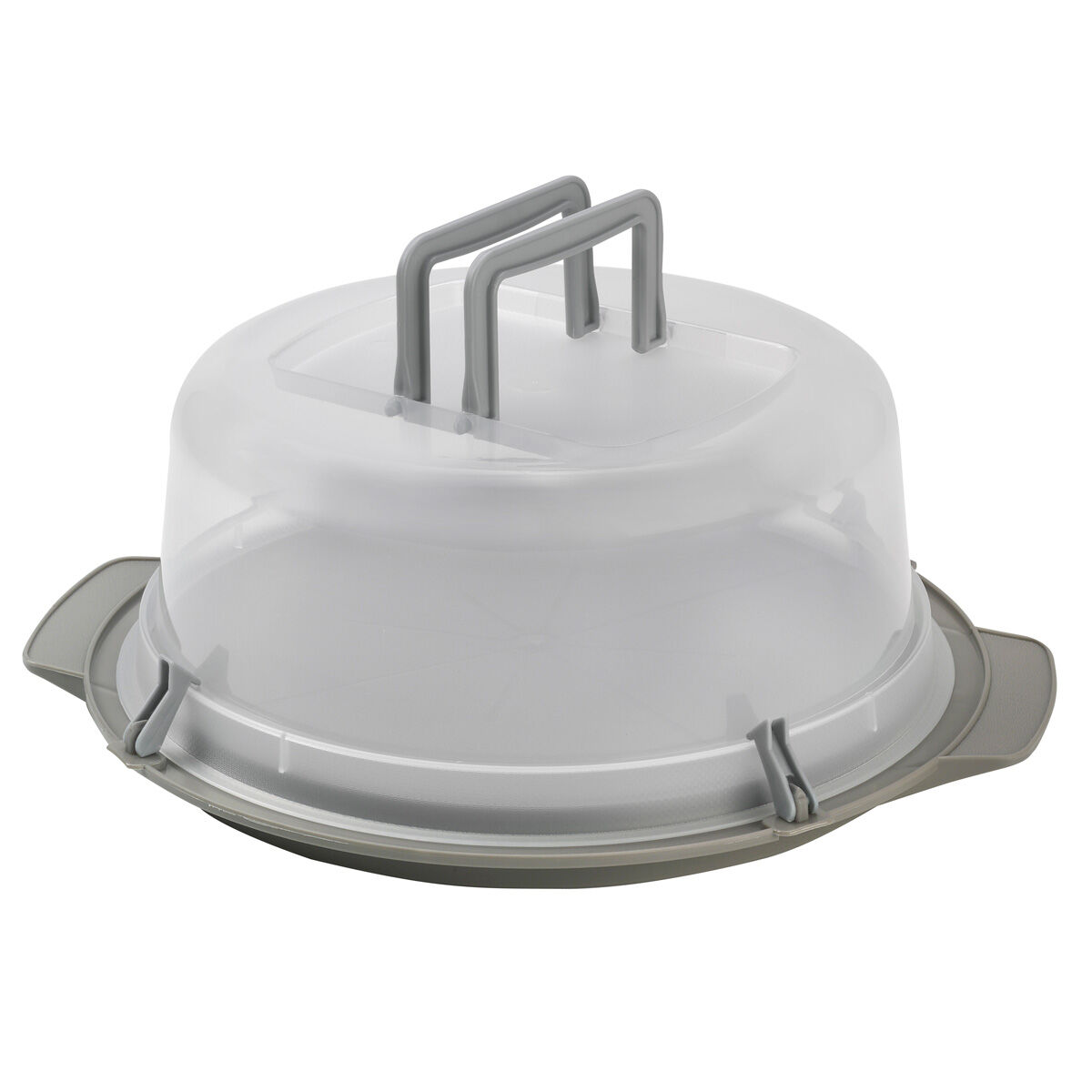 Boleira cinza com tampa para transporte 36cm