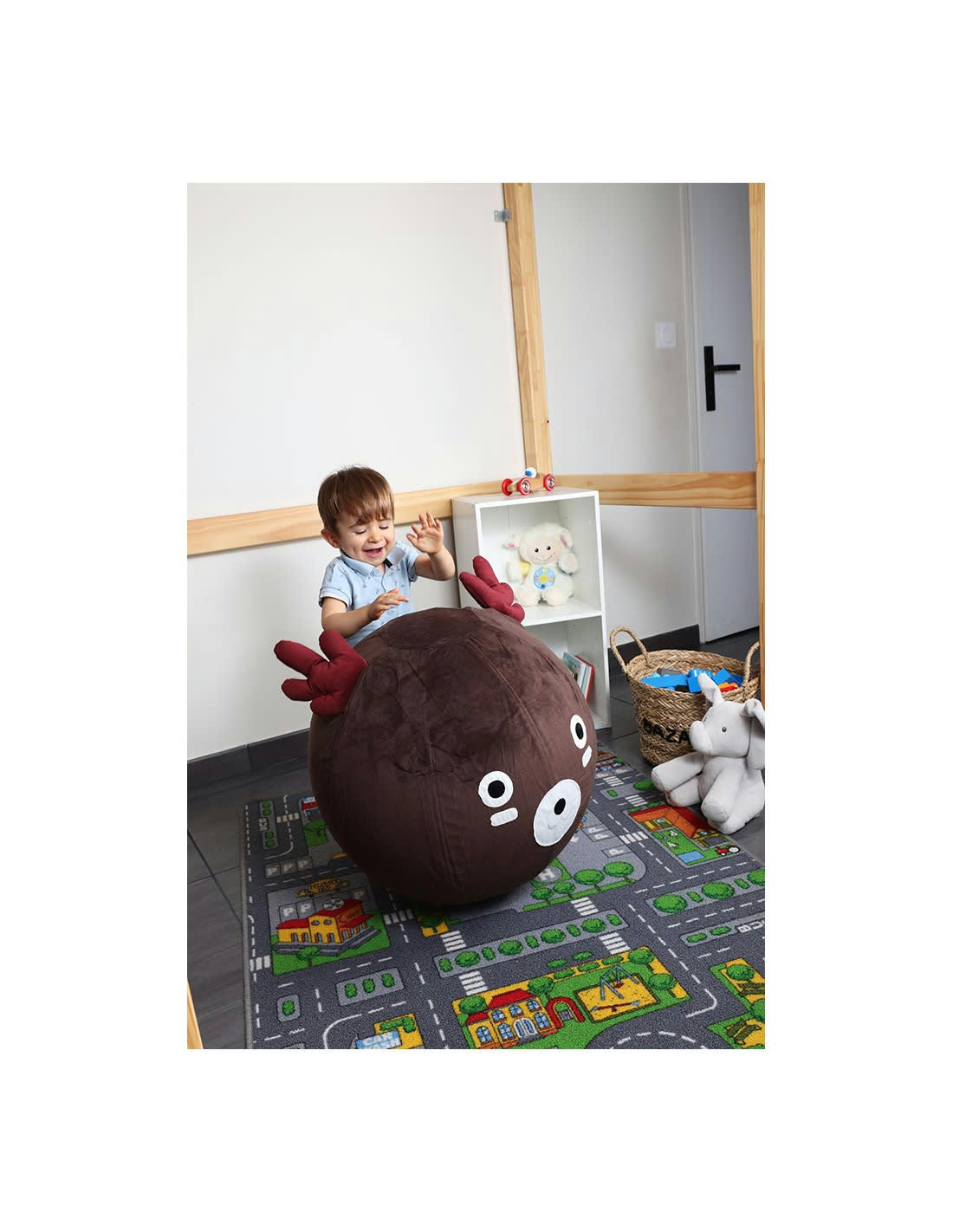 JUMBO CELESTE - Balle d'assise gonflable 55cm enveloppe tissu animal renne