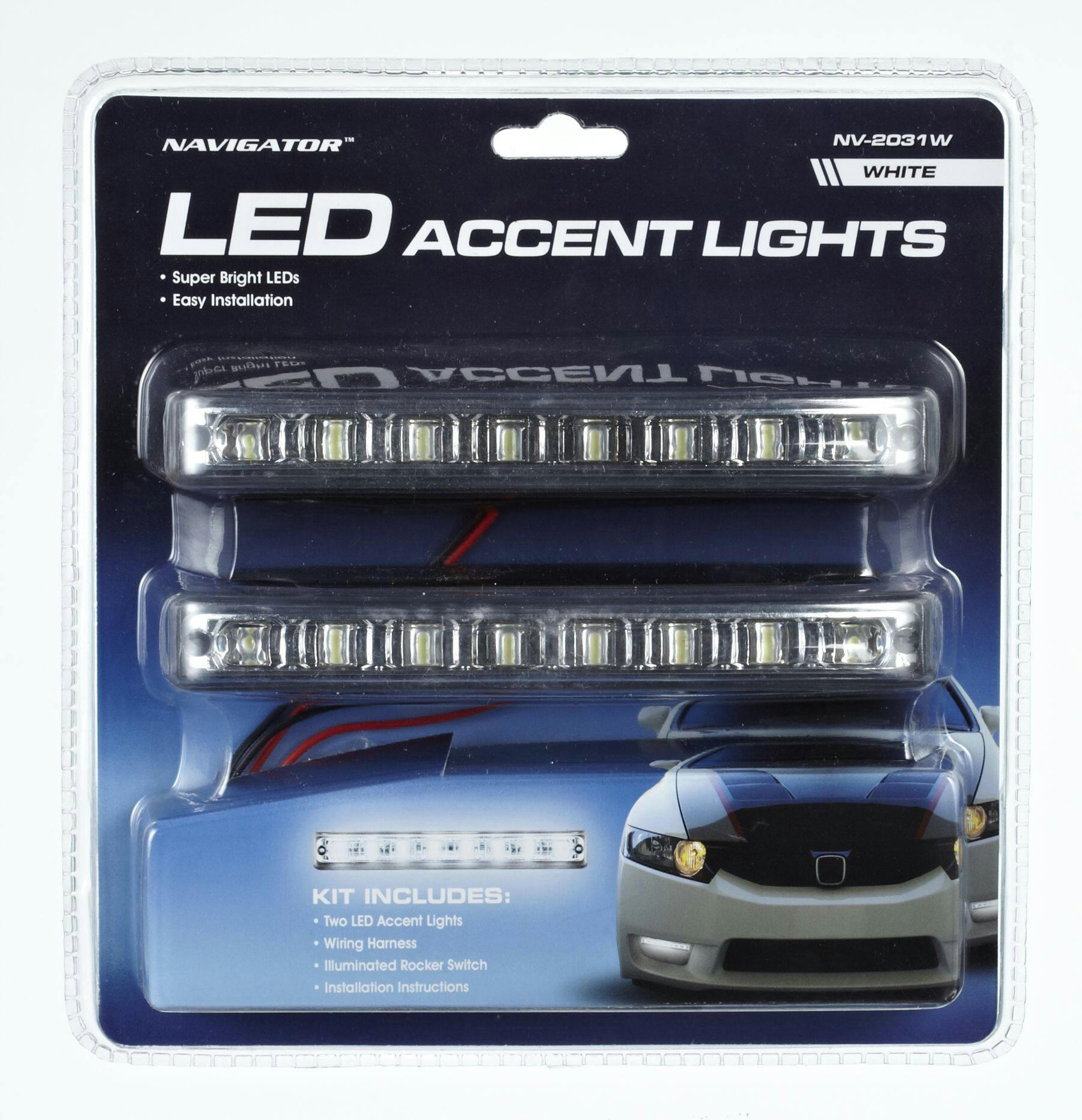 Pilot NV-2031W Slim Curve White LED Accent Lights, Crack-Resistant, 2-pc