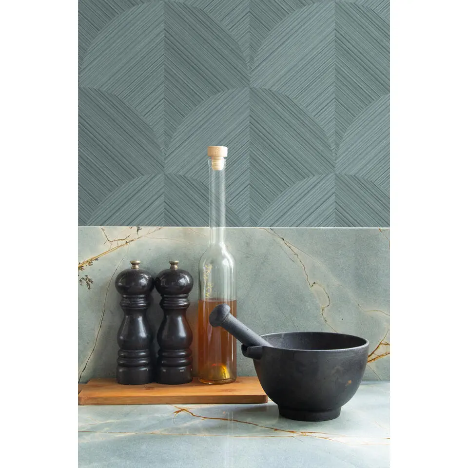 Origin Wallcoverings behang 3D-motief vergrijsd blauw - 53 cm x 10.05 m