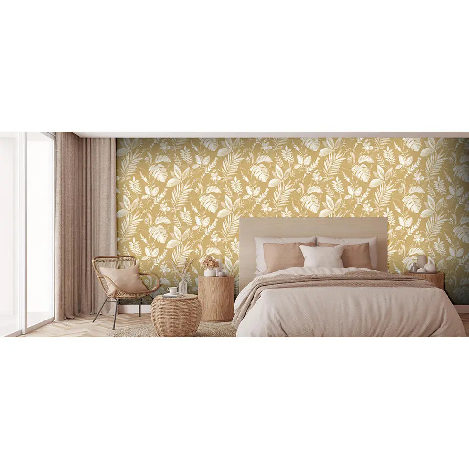Dutch Wallcoverings - Eden bladeren oker - 0,53x10,05m