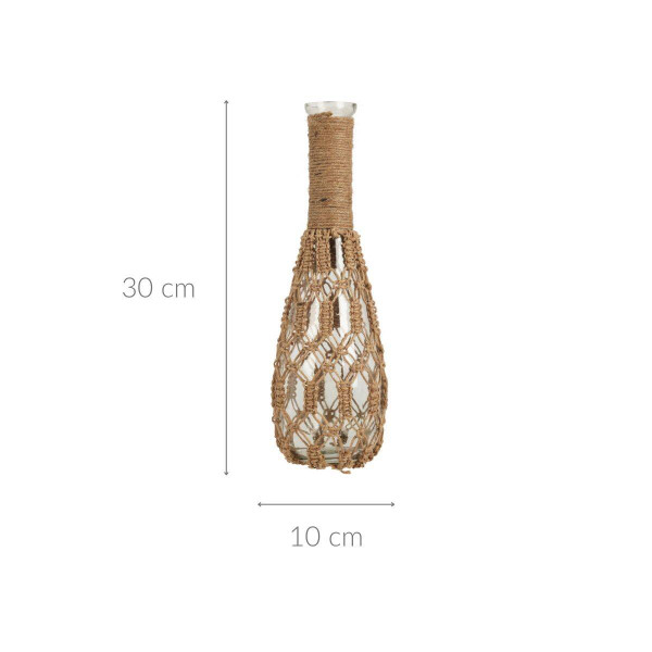 Szklany wazon z plecionym sznurkiem, 30 cm