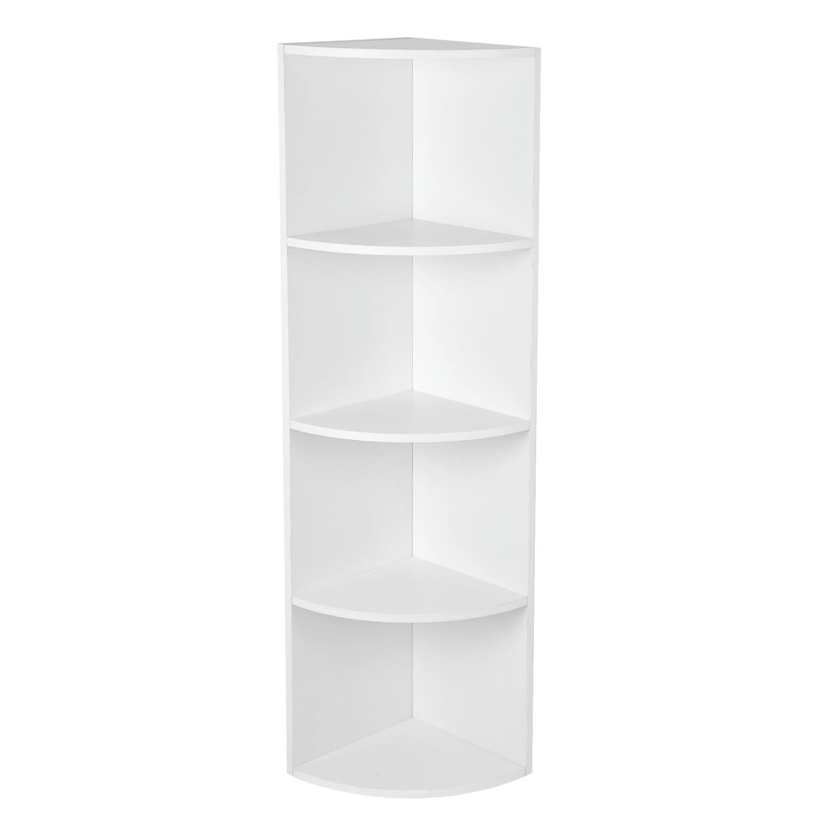- Étagère d'angle 4 niveaux effet bois blanc