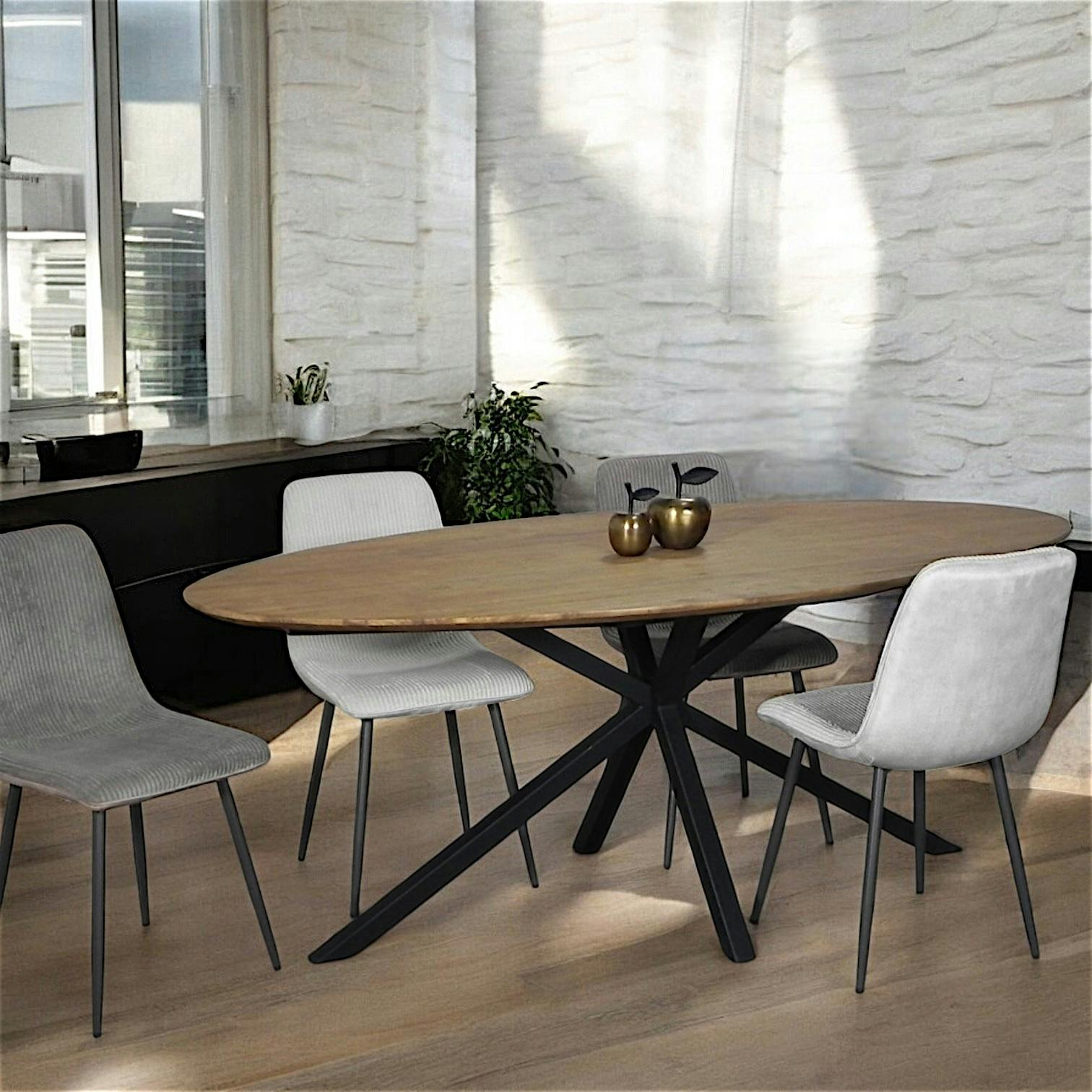 Table à manger ovale en bois de teck recyclé 2 m DEPOK