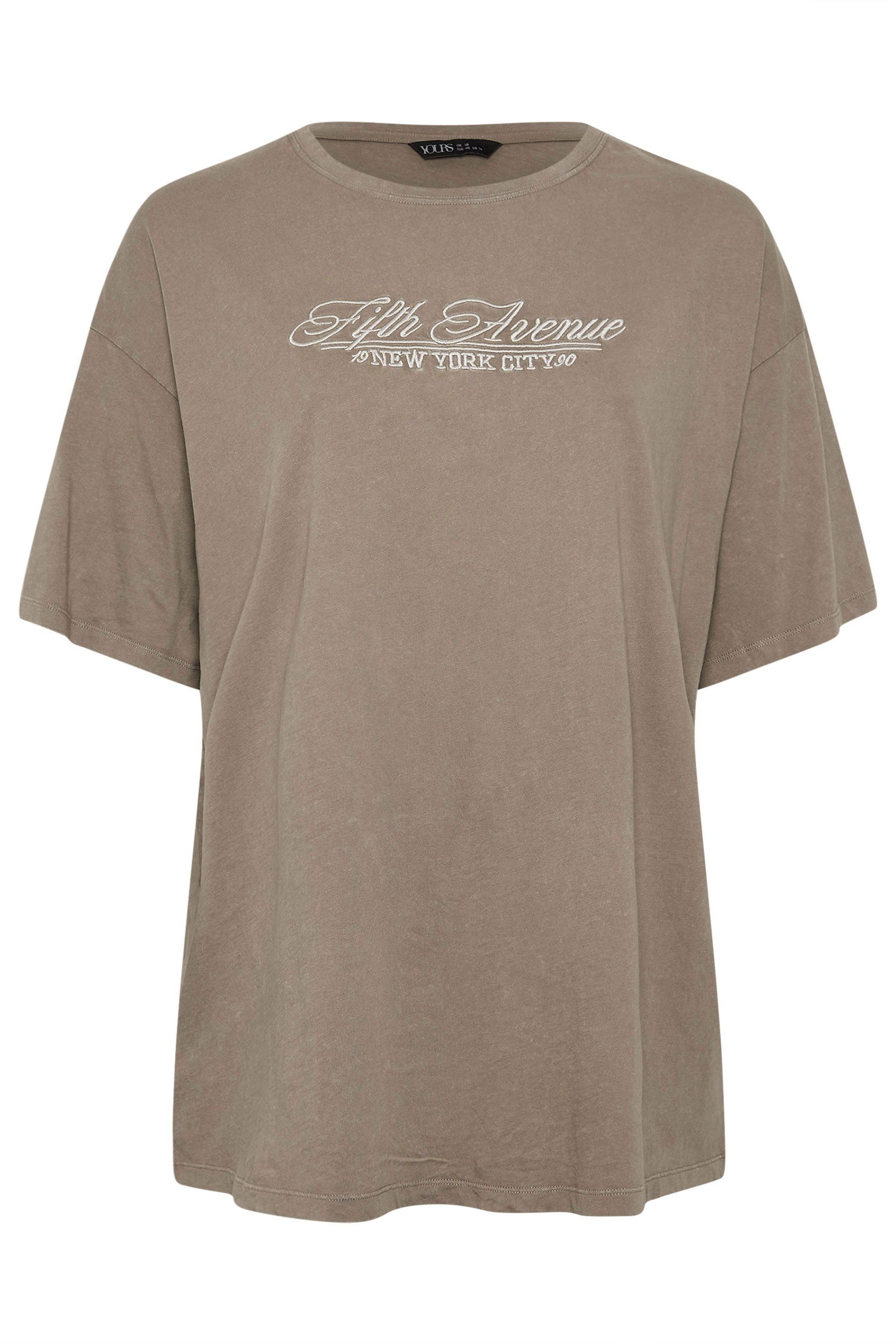 Yours Acid Wash 'Fifth Avenue' Oversized T-Shirt