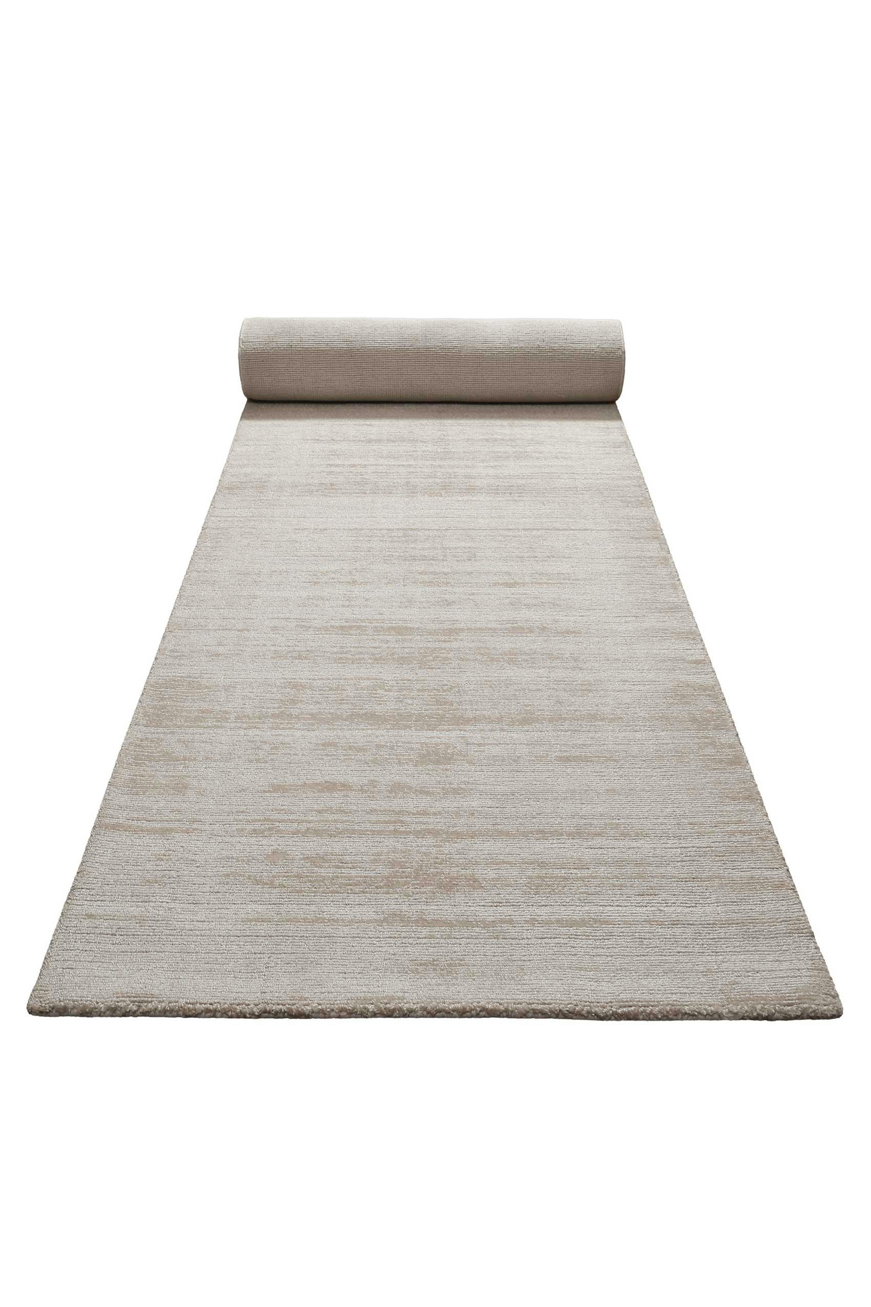 MIRAMONTI - Tapis de couloir à poil ras effet soie beige crème 80x230